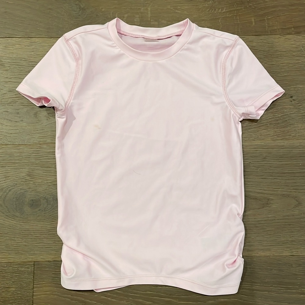 Old Navy Swim Short Sleeve Shirt Rashguard Light  Pink Size Medium 8 Ruched Side